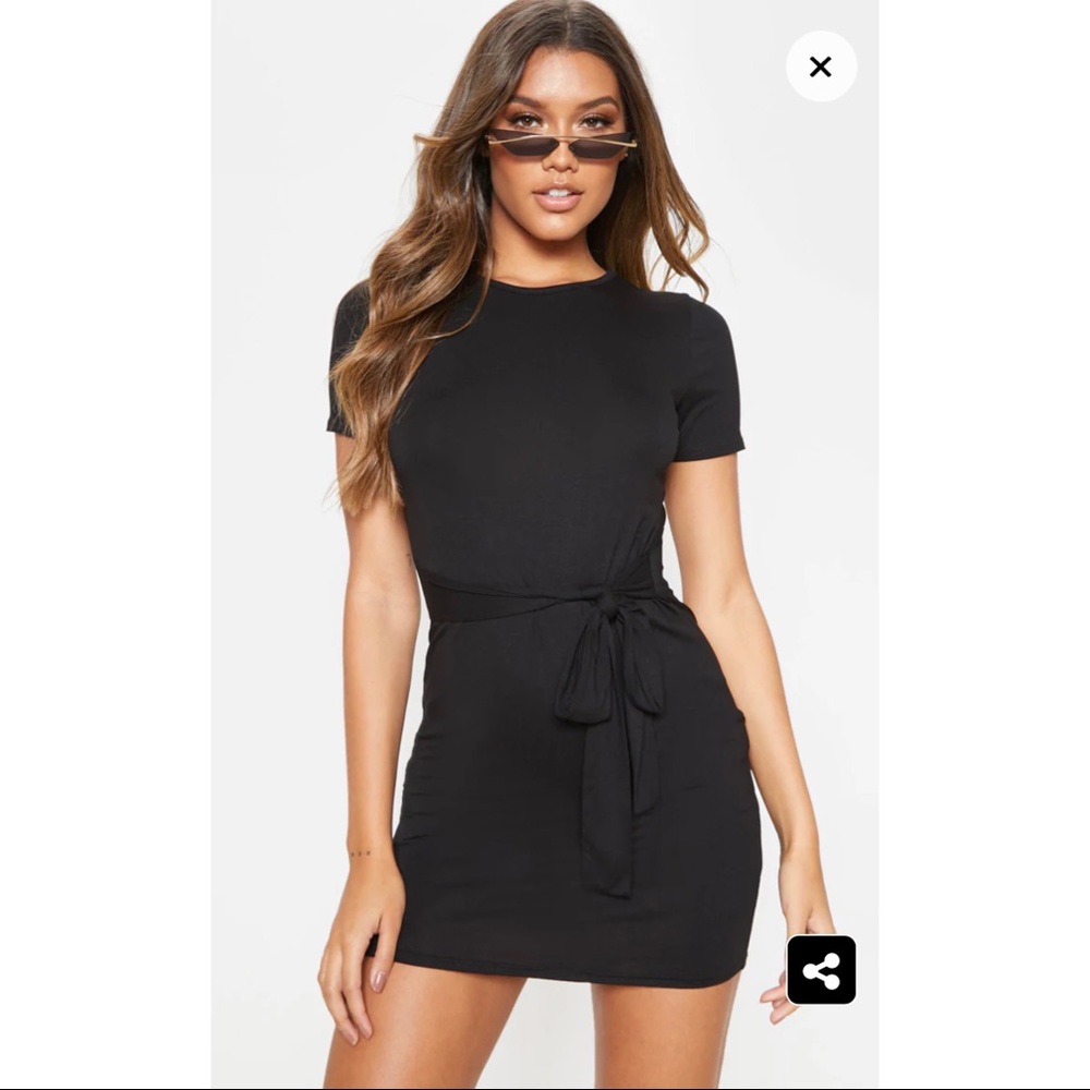 PLT Black T Shirt Tie Waist Dress